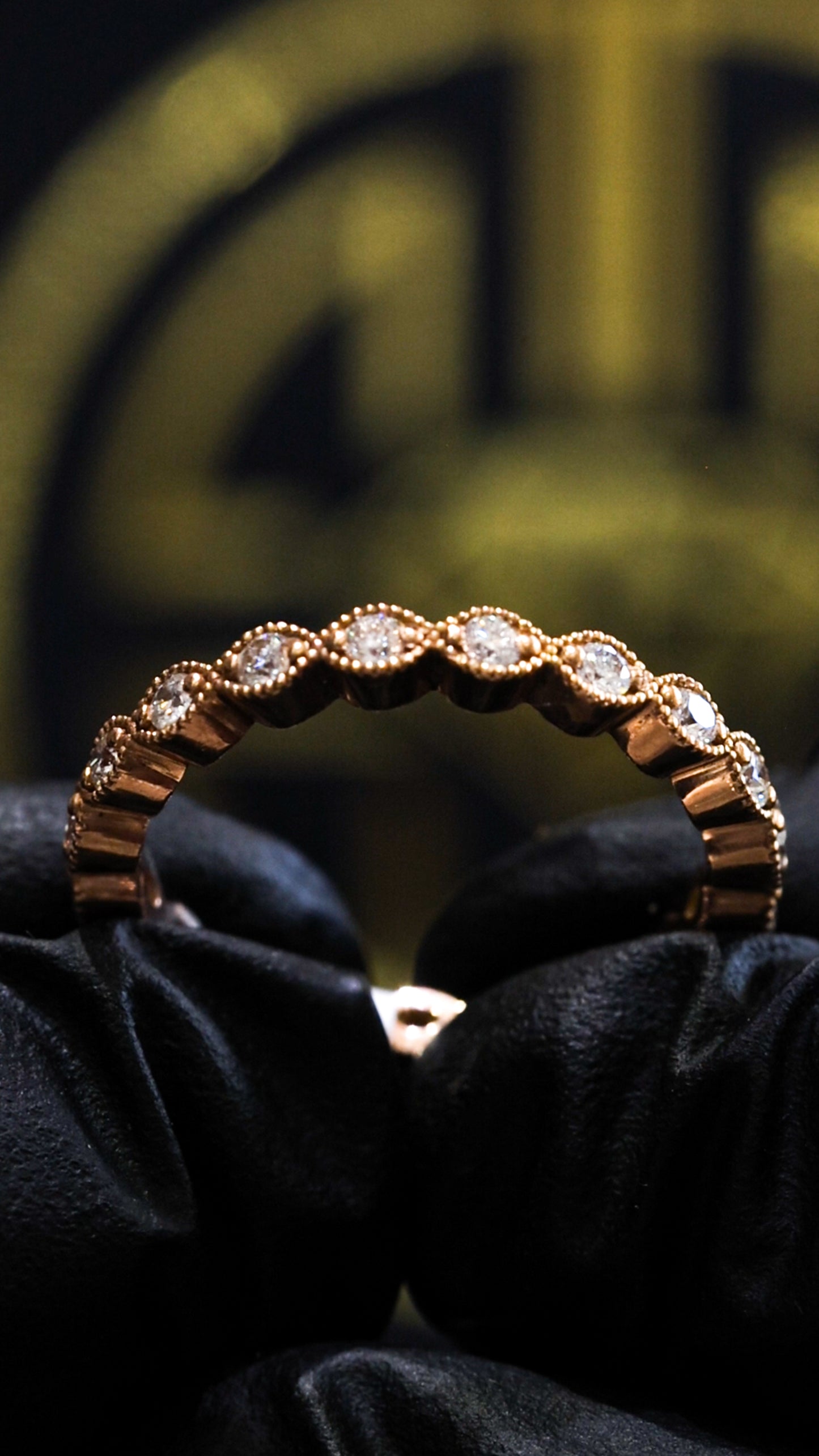 Vintage Bezel-Style Diamond Eternity Band in 14K Y/W/R Gold| 0.38 CT