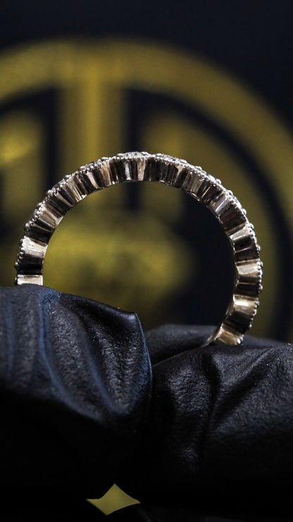 Vintage Bezel-Style Diamond Eternity Band in 14K Y/W/R Gold| 0.38 CT