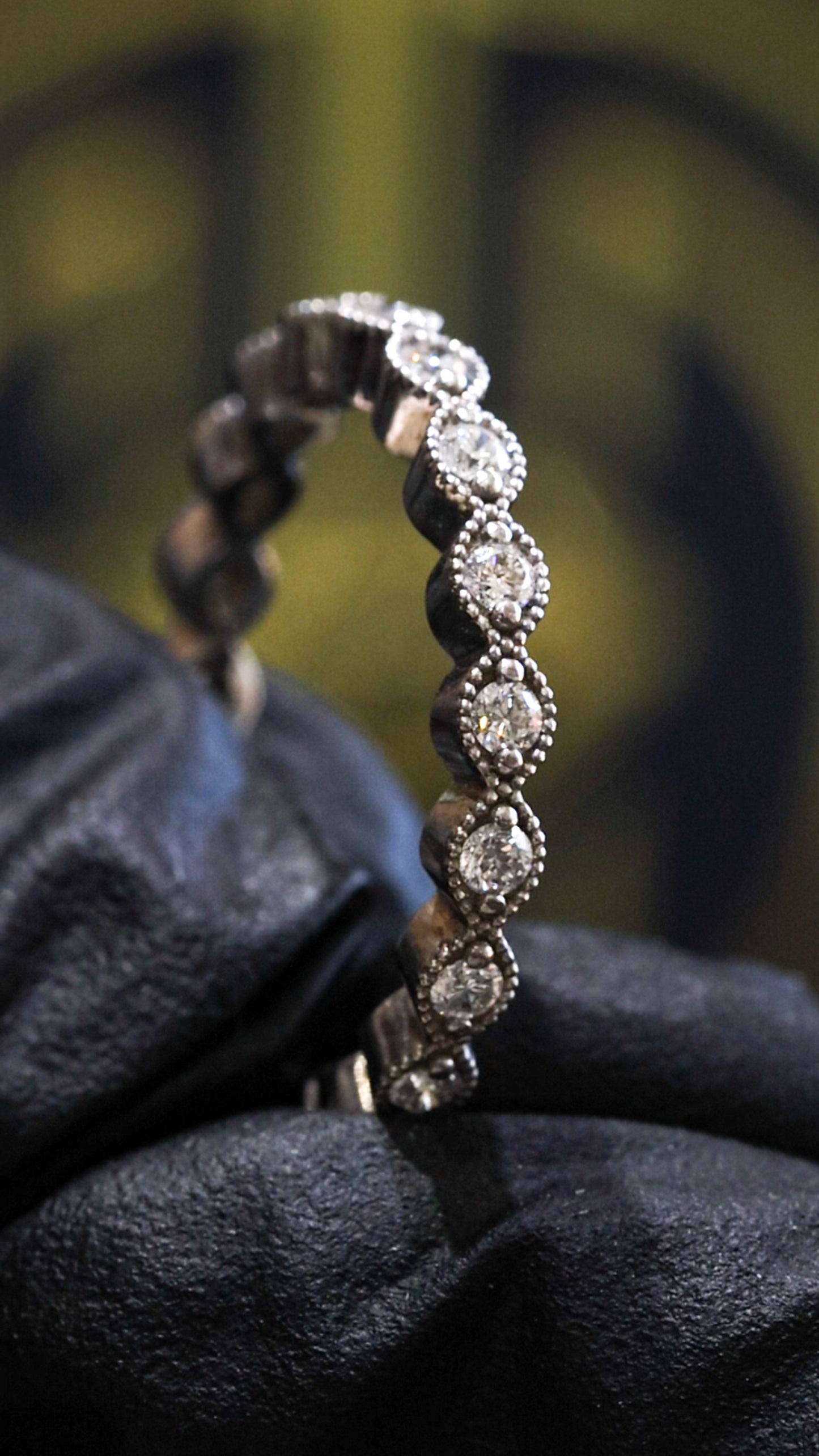 Vintage Bezel-Style Diamond Eternity Band in 14K Y/W/R Gold| 0.38 CT