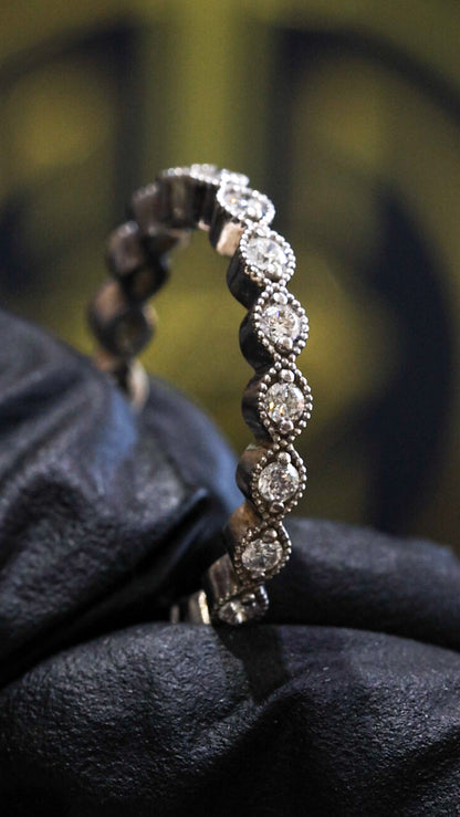 Vintage Bezel-Style Diamond Eternity Band in 14K Y/W/R Gold| 0.38 CT