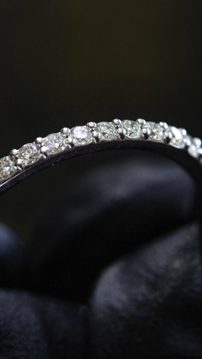 Round Pavé Diamond Eternity Band in 14K White Gold | 0.58ctw GH/SI