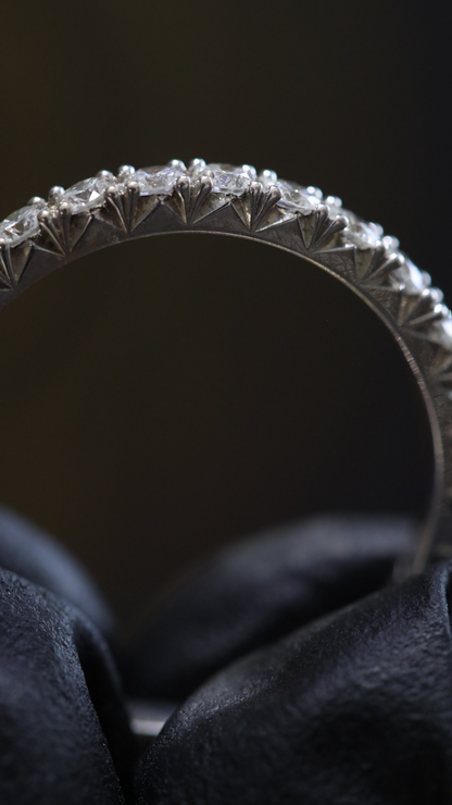 Round Pavé Diamond Eternity Band in 14K White Gold | 1.00ctw GH/SI