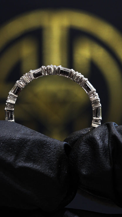 Baguette & Round Diamond Eternity Band in 14K White Gold | 0.82 CT