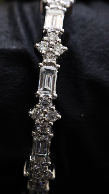 Baguette & Round Diamond Eternity Band in 14K White Gold | 0.82 CT