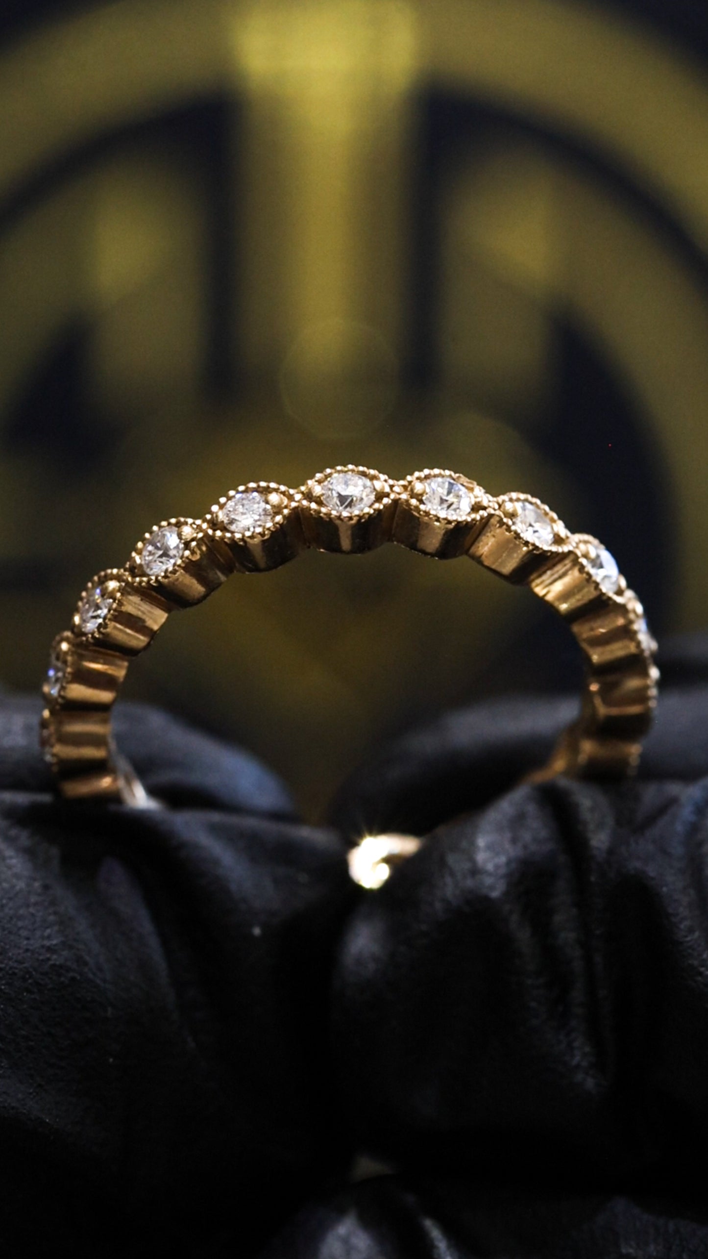 Vintage Bezel-Style Diamond Eternity Band in 14K Y/W/R Gold| 0.38 CT