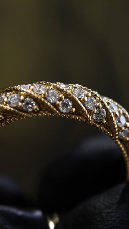 Vintage Round Diamond Eternity Band in 14K Yellow Gold | 0.95 CT