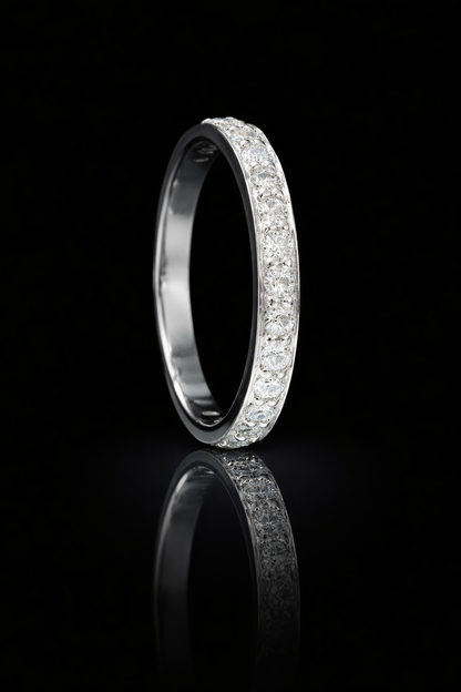 Round Brilliant Diamond Eternity Band in 14K White Gold | 0.65 CTW Shared-Prong Setting