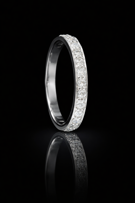 Round Brilliant Diamond Eternity Band in 14K White Gold | 0.65 CTW Shared-Prong Setting
