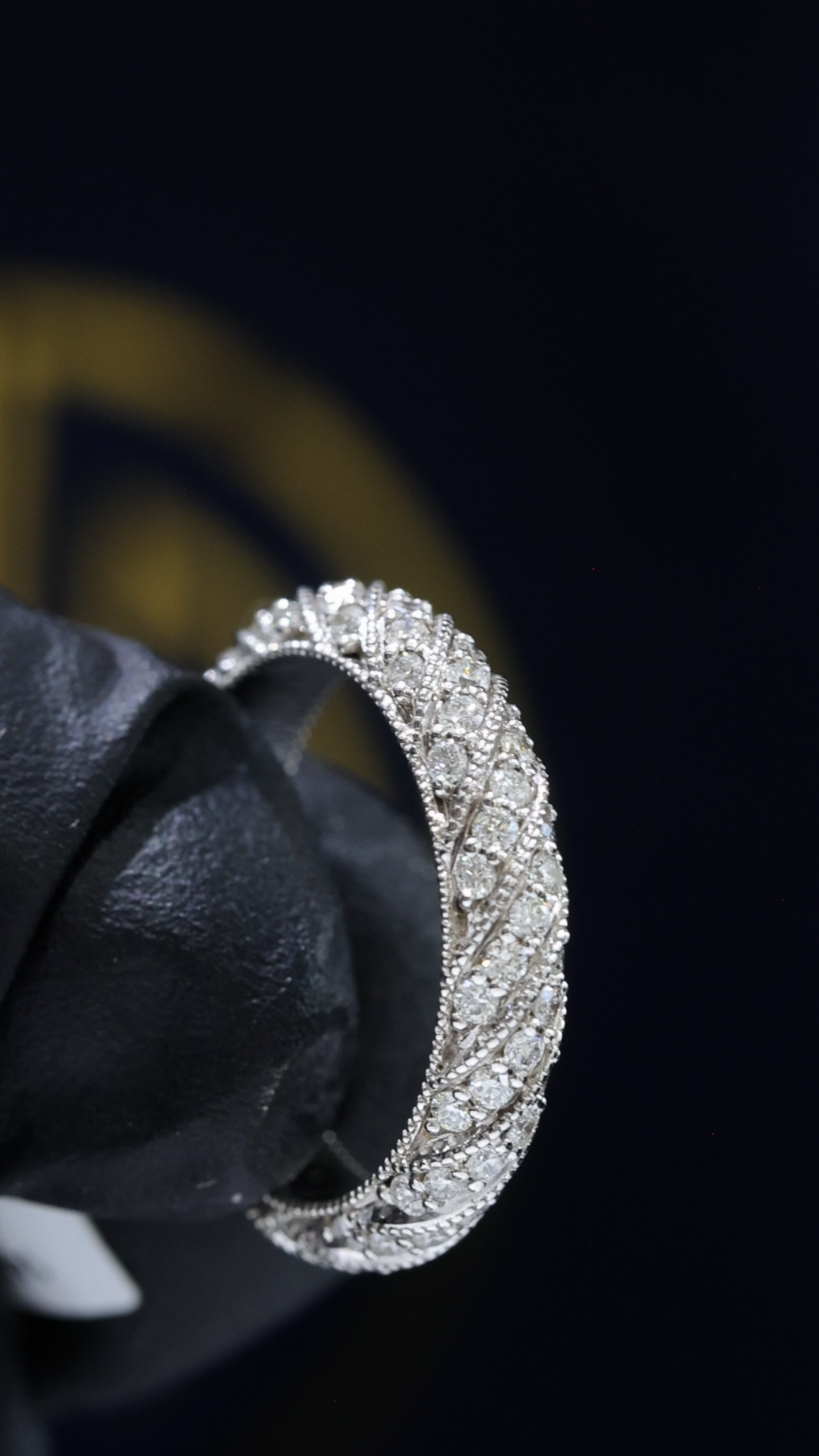 Intricate Woven Diamond Eternity Band in 14K White Gold | 0.95 CTW Milgrain Statement Band