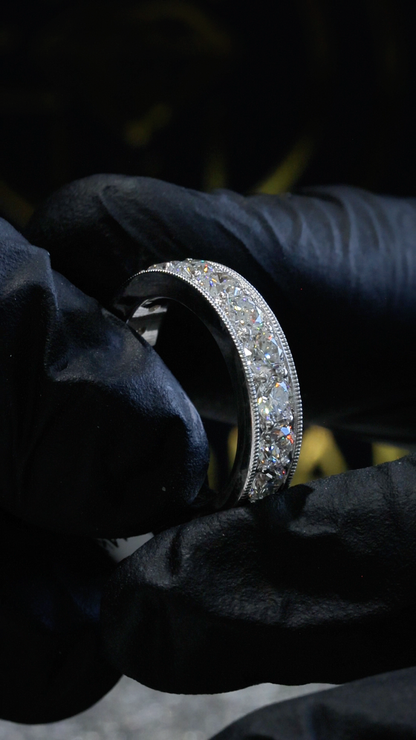 Round Lab-Grown Diamond Eternity Band in White Gold | Milgrain Edge Setting
