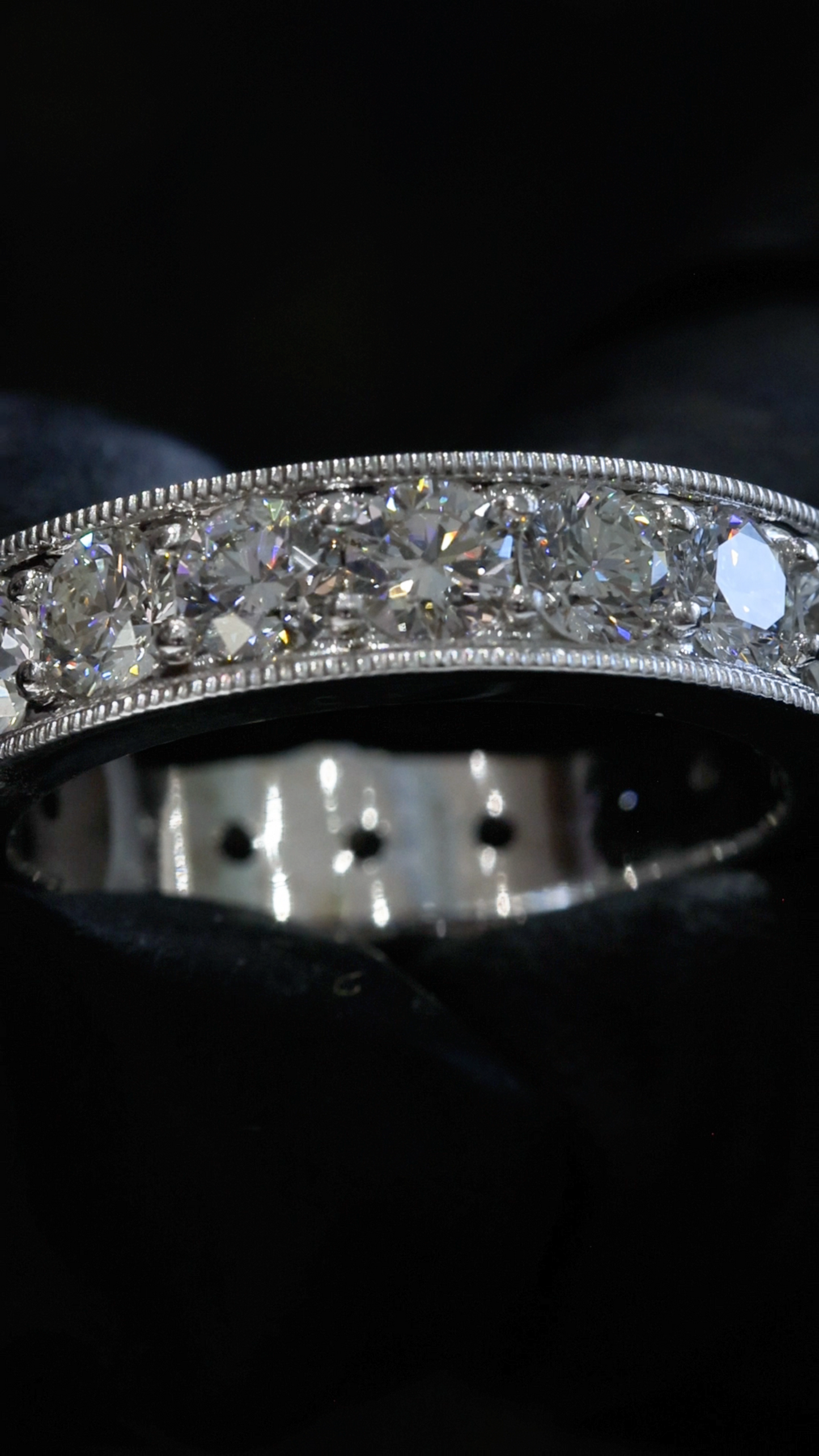 Round Lab-Grown Diamond Eternity Band in White Gold | Milgrain Edge Setting