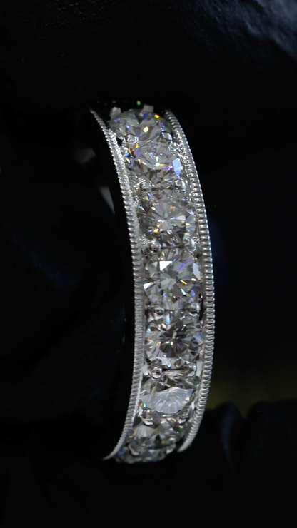 Round Lab-Grown Diamond Eternity Band in White Gold | Milgrain Edge Setting