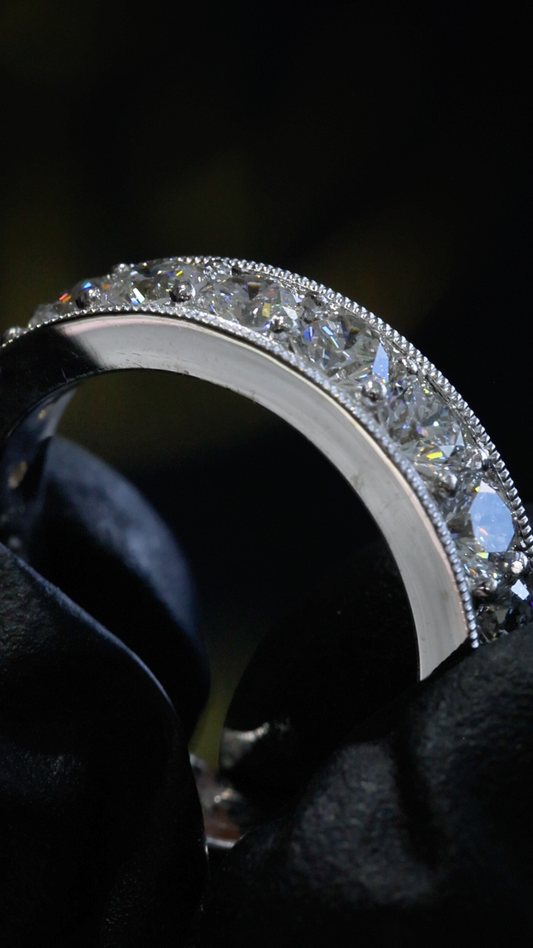 Round Lab-Grown Diamond Eternity Band in White Gold | Milgrain Edge Setting