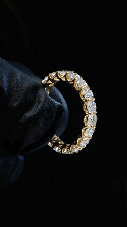 Round-Cut Lab-Grown Diamond Eternity Wedding Band in Yellow Gold | Prong-Set Design