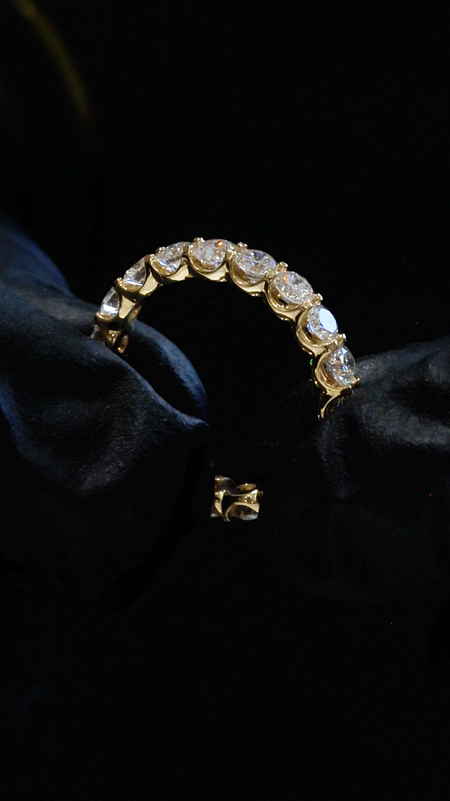 Round-Cut Lab-Grown Diamond Eternity Wedding Band in Yellow Gold | Prong-Set Design