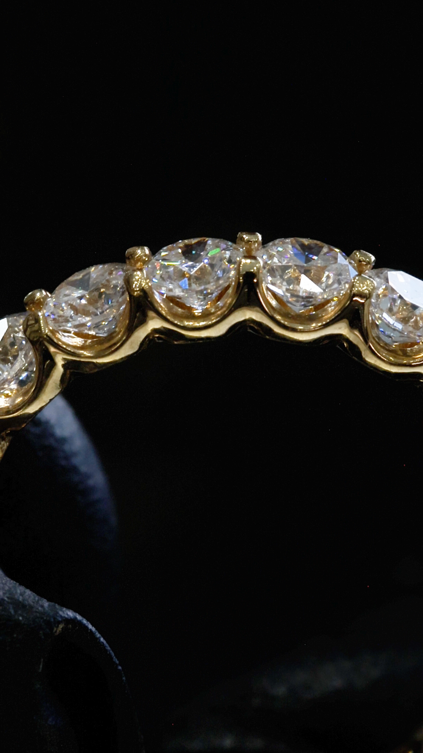 Round-Cut Lab-Grown Diamond Eternity Wedding Band in Yellow Gold | Prong-Set Design