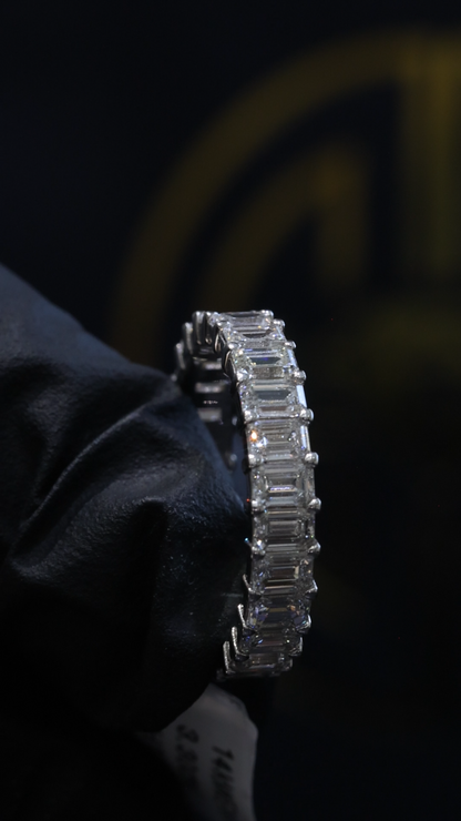 Emerald Cut Diamond Eternity Band in White Gold | 3.30 CTW Diamonds