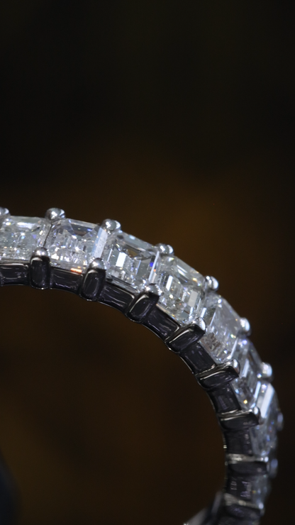 Emerald Cut Diamond Eternity Band in White Gold | 3.30 CTW Diamonds