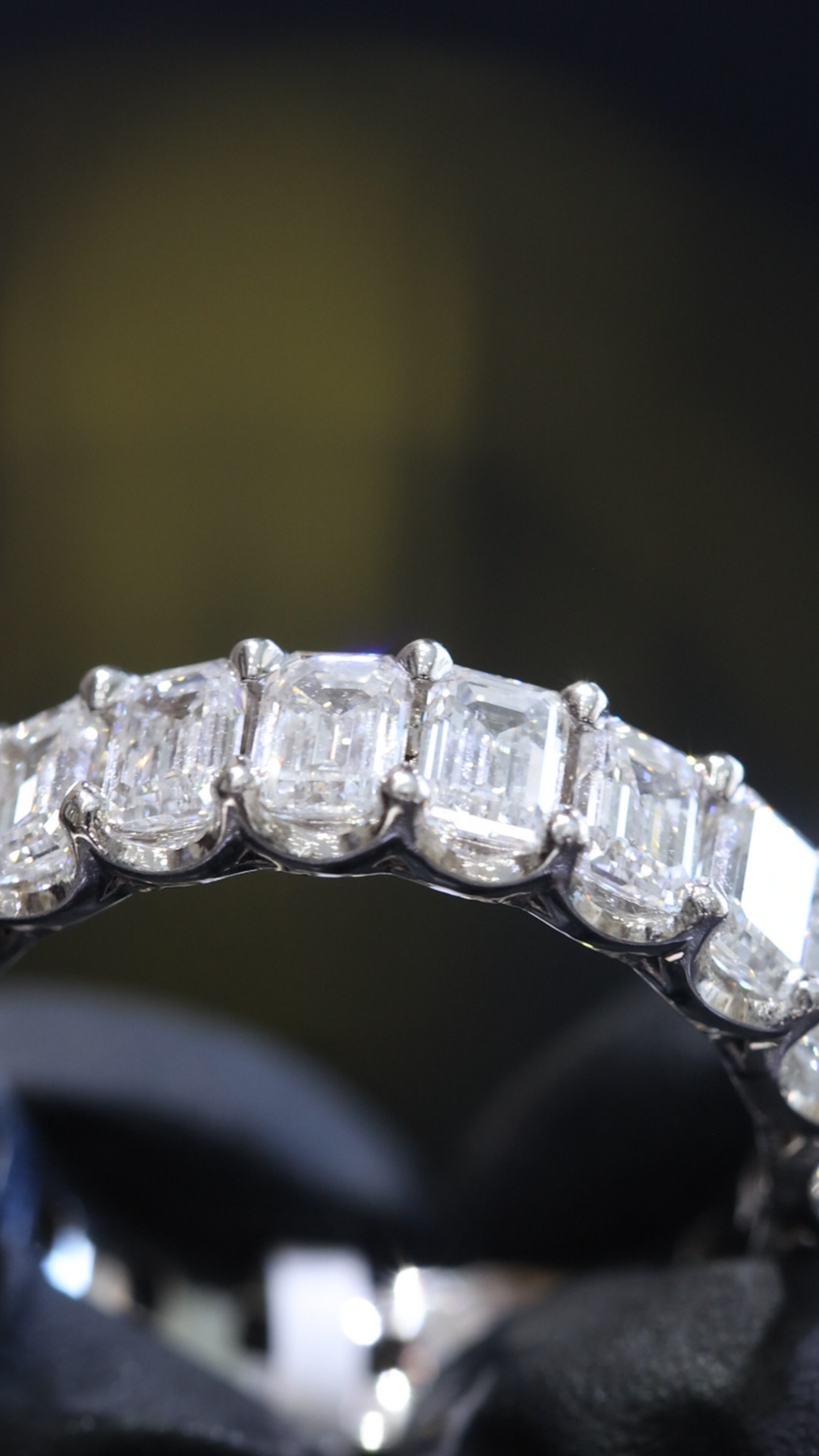 Emerald Cut Diamond Eternity Band in White Gold | 5.29 CTW