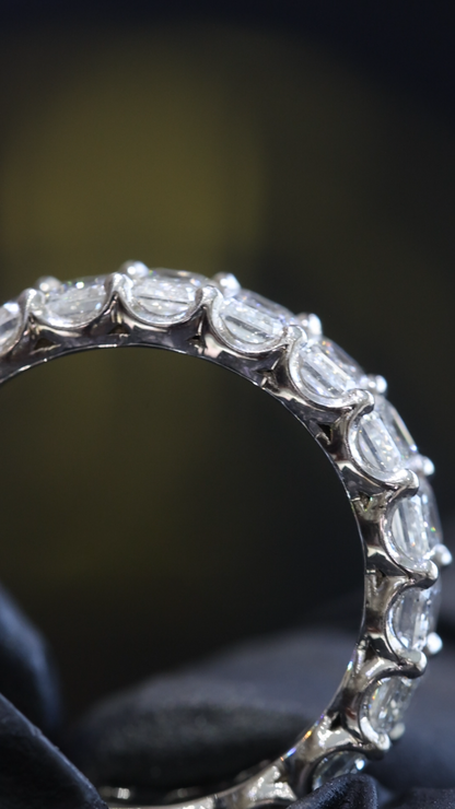 Emerald Cut Diamond Eternity Band in White Gold | 5.29 CTW