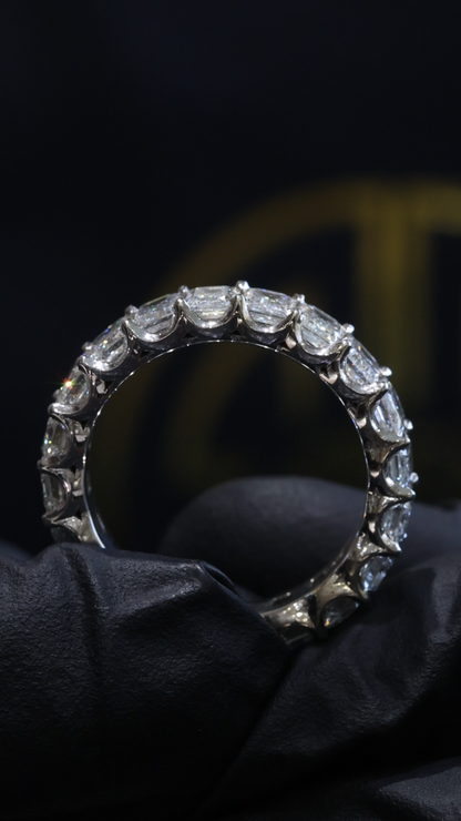 Emerald Cut Diamond Eternity Band in White Gold | 6.01 CTW