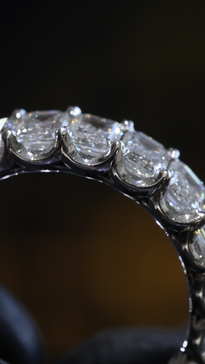 Emerald Cut Diamond Eternity Band in White Gold | 6.01 CTW