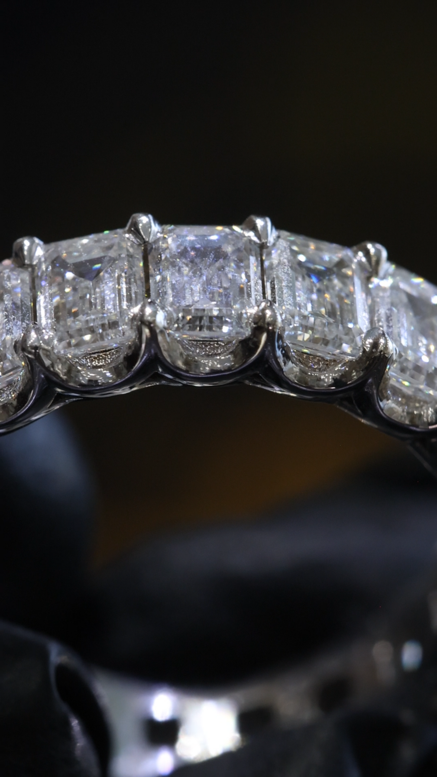 Emerald Cut Diamond Eternity Band in White Gold | 6.01 CTW