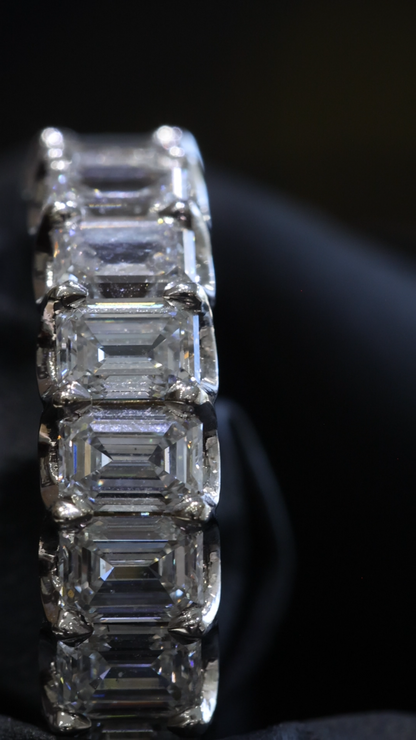 Emerald Cut Diamond Eternity Band in White Gold | 6.01 CTW