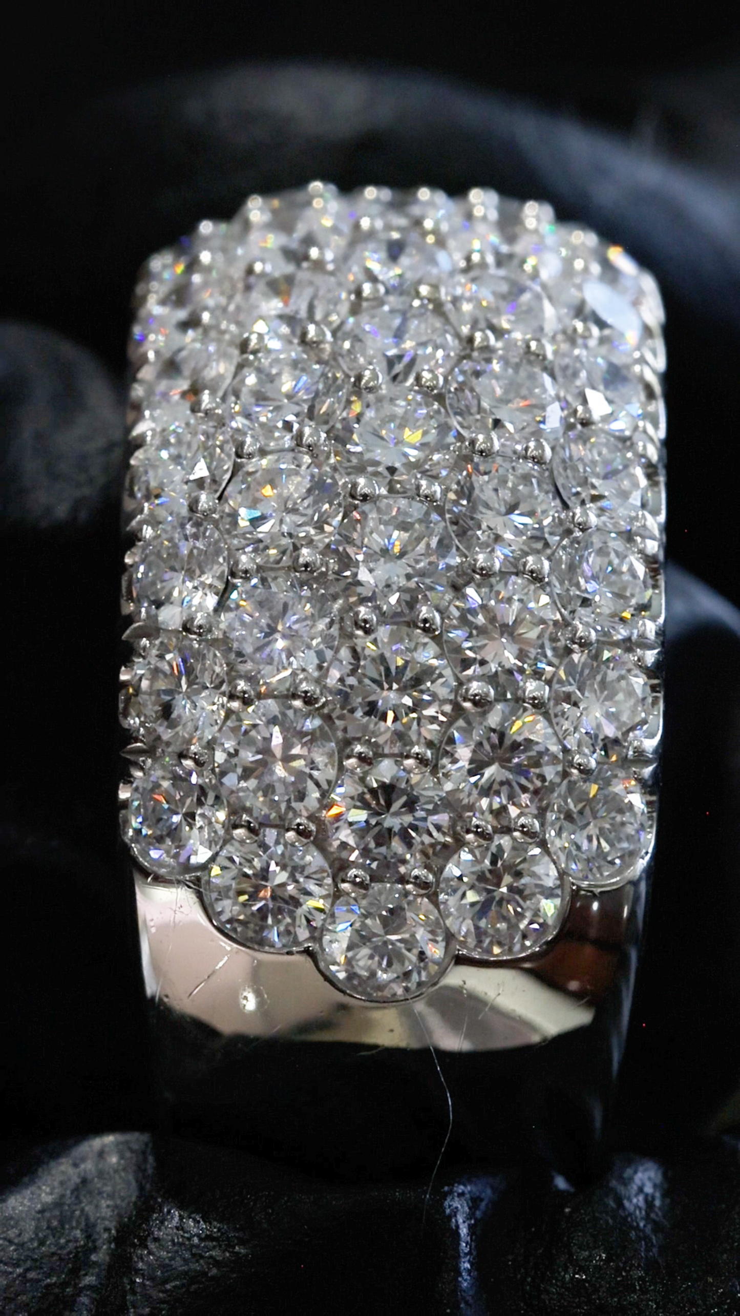 Wide Pavé Lab-Grown Diamond Eternity Band in White Gold | Multi-Row Round Cut
