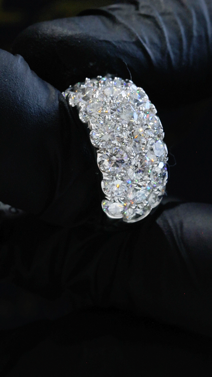 Wide Pavé Lab-Grown Diamond Eternity Band in White Gold | Multi-Row Round Cut Design