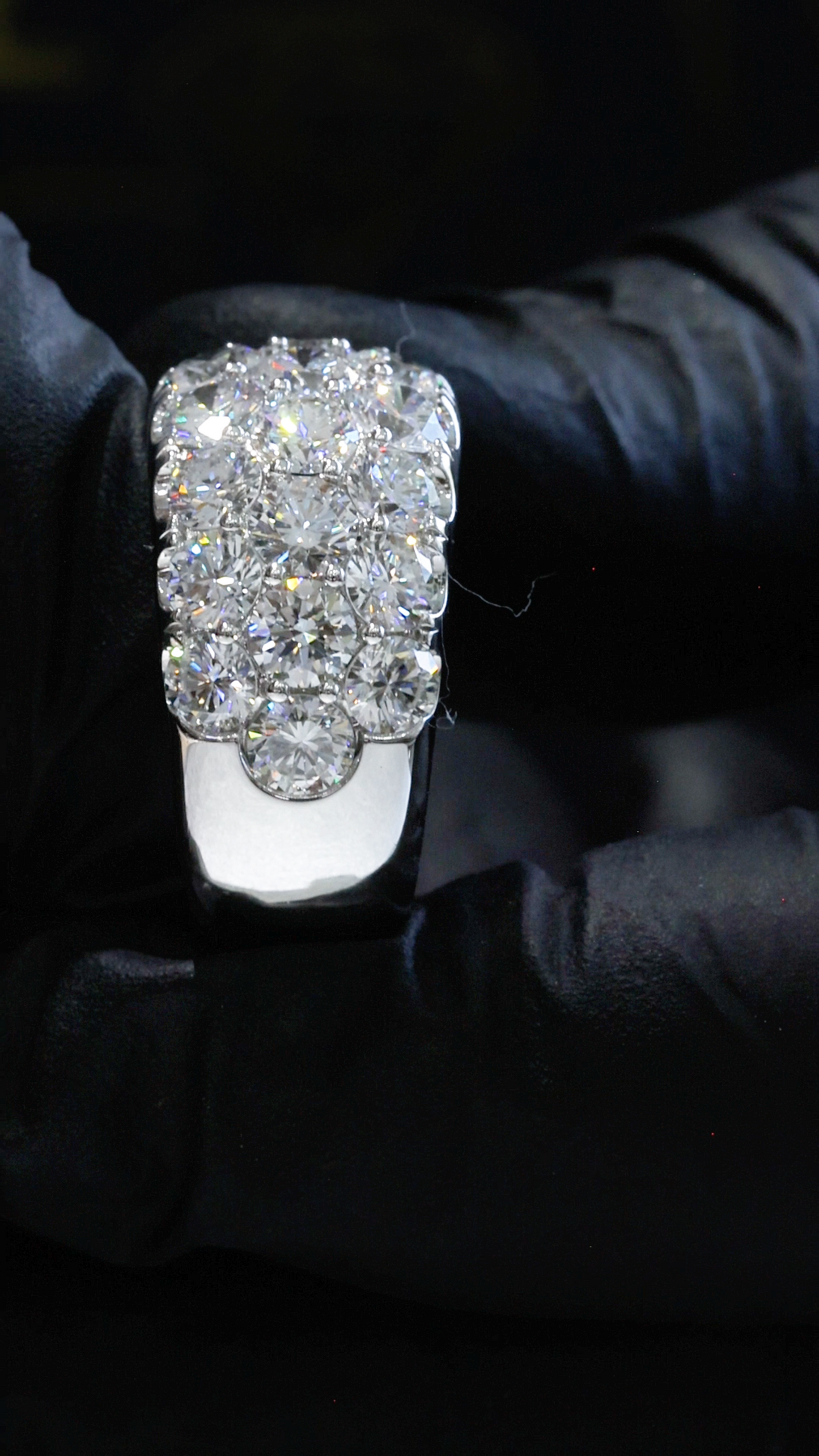 Wide Pavé Lab-Grown Diamond Eternity Band in White Gold | Multi-Row Round Cut Design
