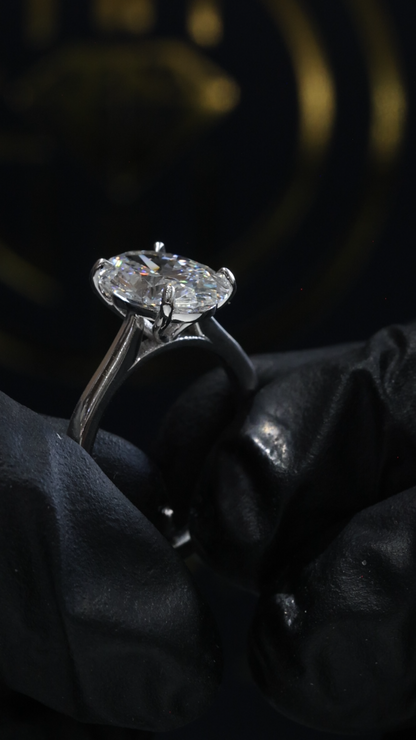Oval Lab-Grown Diamond Solitaire Ring in White Gold | Classic Prong Setting