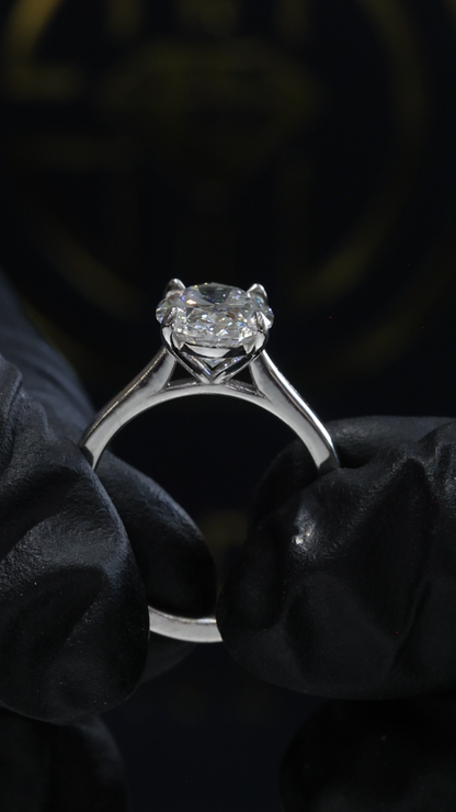 Oval Lab-Grown Diamond Solitaire Ring in White Gold | Classic Prong Setting