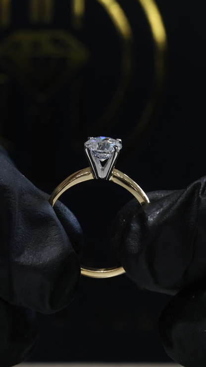 Round Lab-Grown Diamond Solitaire Ring in Yellow Gold | Classic Prong Setting