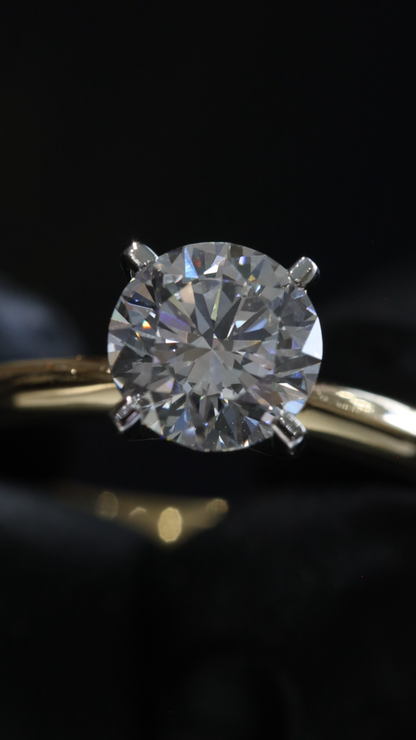 Round Lab-Grown Diamond Solitaire Ring in Yellow Gold | Classic Prong Setting