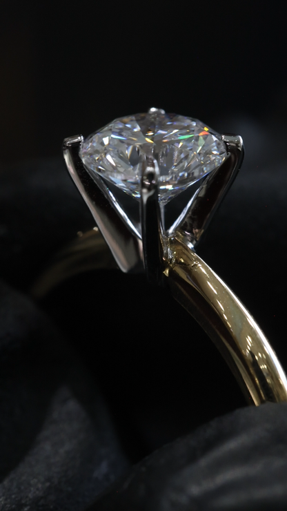 Round Lab-Grown Diamond Solitaire Ring in Yellow Gold | Classic Prong Setting