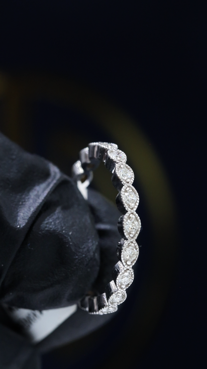 Natural Diamond Marquise-Style Eternity Band in 14K White Gold .3ct houston jeweler