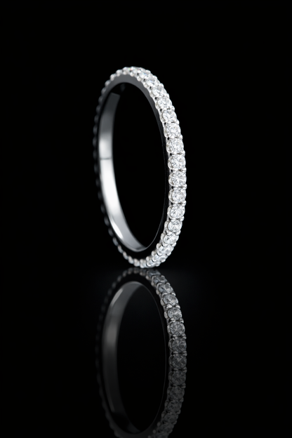 Round Brilliant Diamond Eternity Band in 14K White Gold | 0.50 CTW Slim Shared-Prong Setting