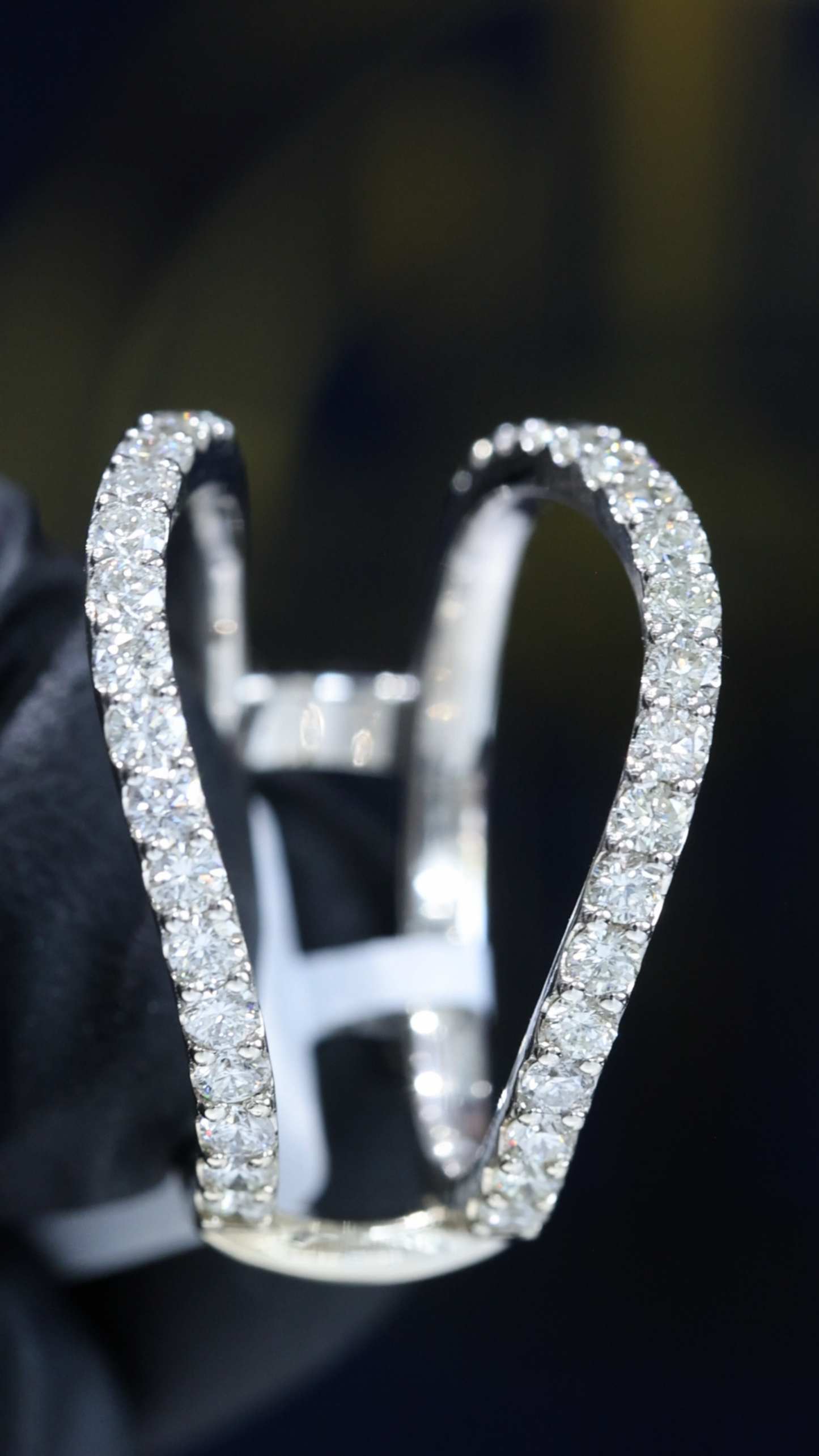 Architectural Curved Diamond Cage Band in 14K White Gold | 0.90 CTW Contemporary Statement Ring
