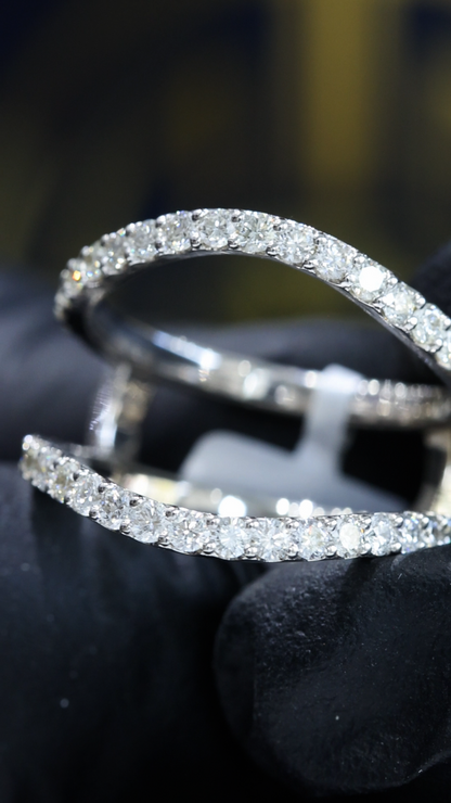 Architectural Curved Diamond Cage Band in 14K White Gold | 0.90 CTW Contemporary Statement Ring