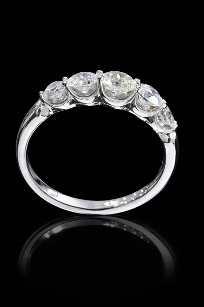 Five-Stone Graduated Diamond Anniversary Band in 14K White Gold | 1.02 CTW U-Prong Setting