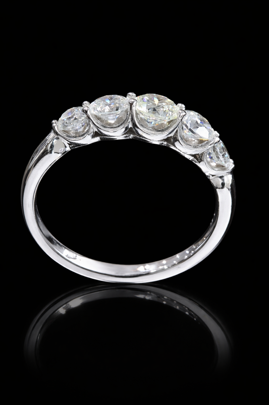 Five-Stone Graduated Diamond Anniversary Band in 14K White Gold | 1.02 CTW U-Prong Setting