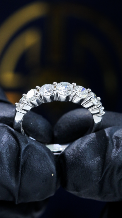 Round Brilliant Diamond Anniversary Band in 14K White Gold | 1.10 CTW Shared-Prong Setting