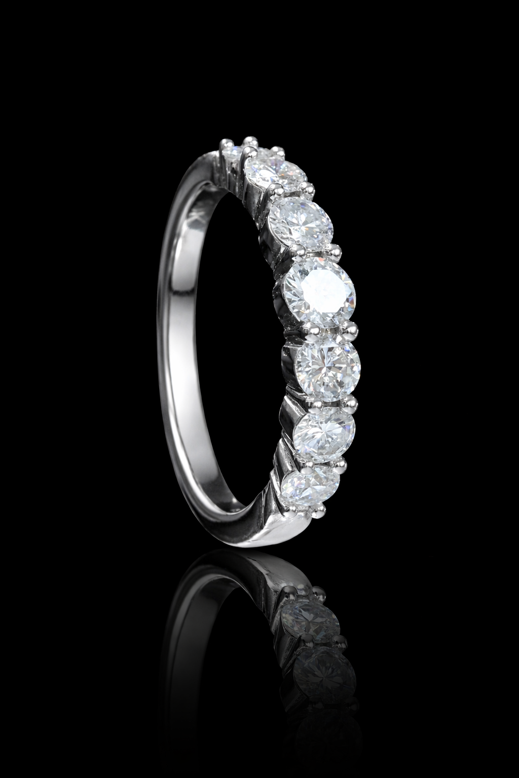 Round Brilliant Diamond Anniversary Band in 14K White Gold | 1.10 CTW Shared-Prong Setting