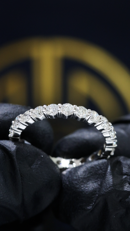 Natural Diamond Round Brilliant Eternity Band in 14K White Gold | 1.50 houston jeweler