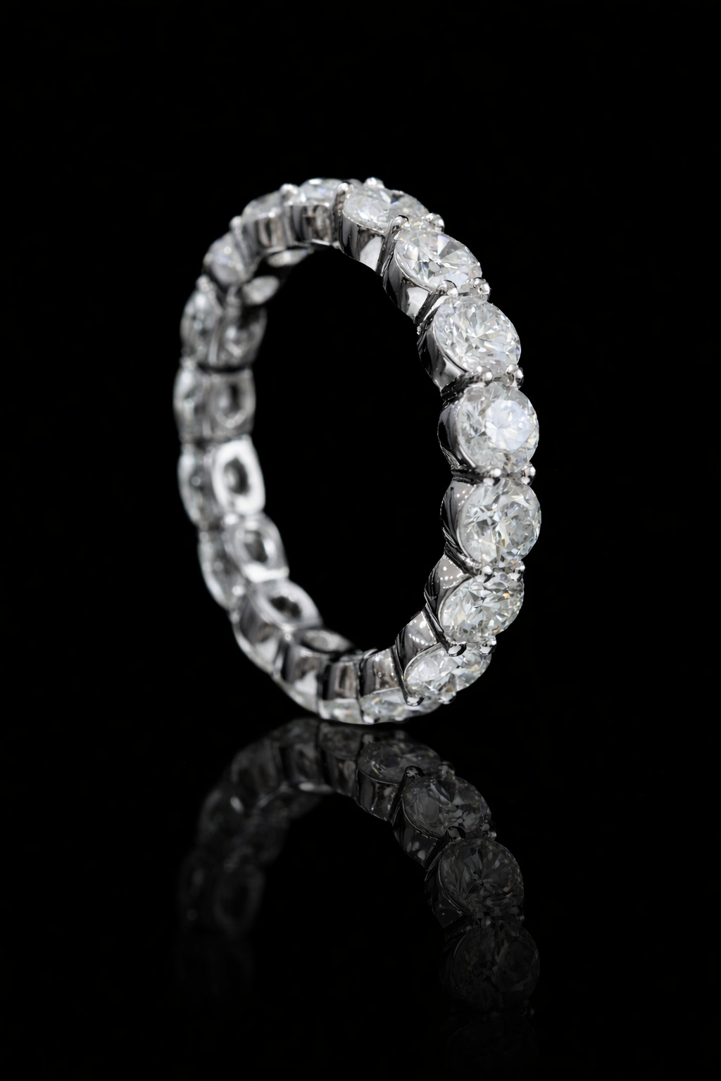 Natural Round Brilliant Diamond Eternity Band in 14K White Gold | 2.86 CTW houston jeweler