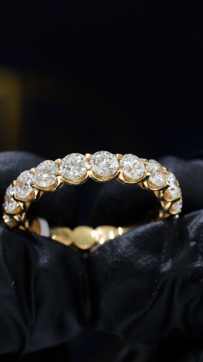 Natural Round Brilliant Diamond Eternity Band in 14K Yellow Gold | 3.10 CTW houston jeweler