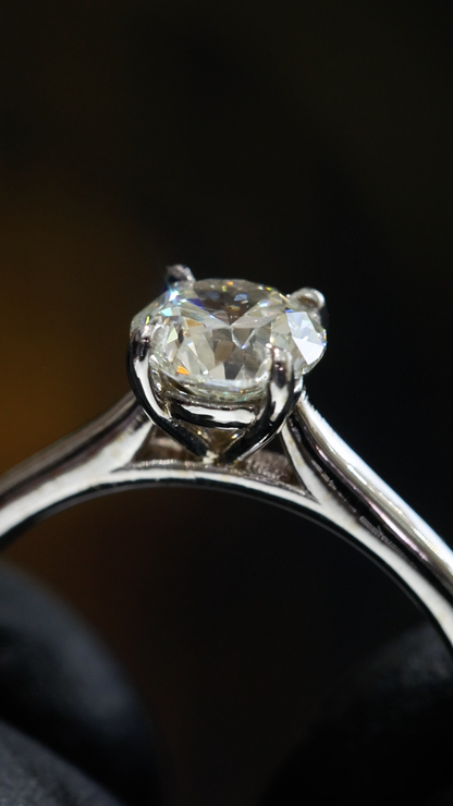 Round-Cut Natural Diamond Solitaire Engagement Ring in White Gold | Classic Prong-Set Design