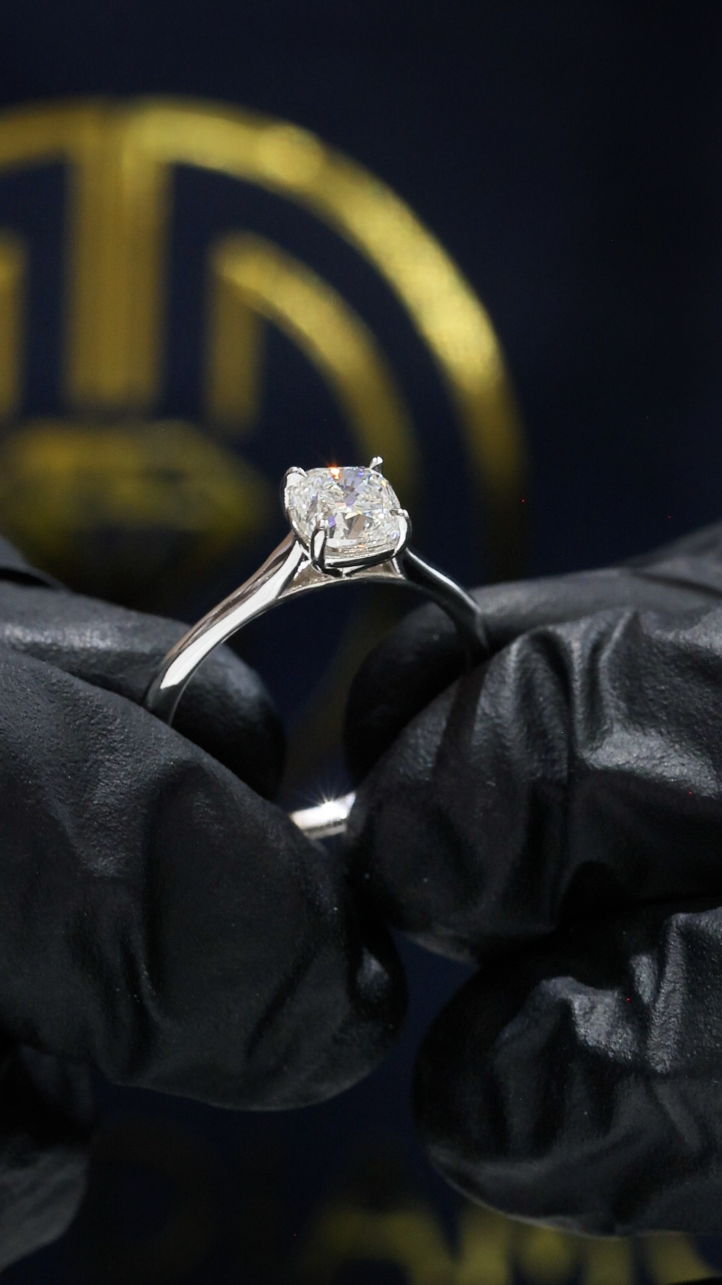 GIA Certified Natural Diamond Solitaire Engagement Ring in White Gold | Classic Cushion Cut Design