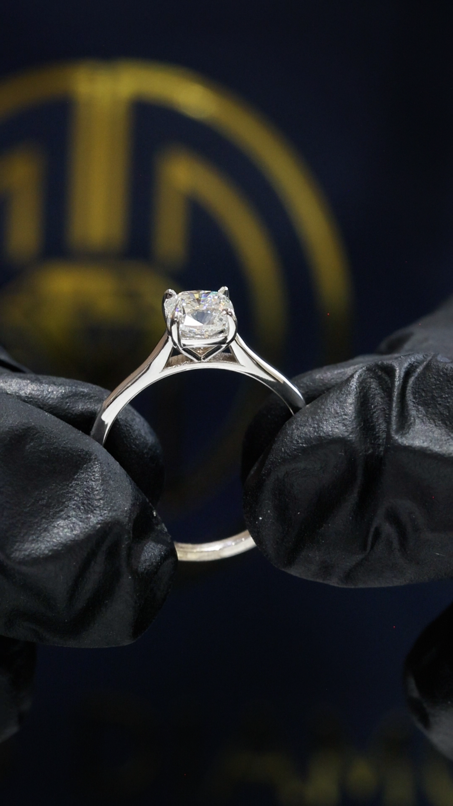 GIA Certified Natural Diamond Solitaire Engagement Ring in White Gold | Classic Cushion Cut Design